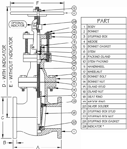 General Assembly Drawings Gate Valve API 闸阀部件