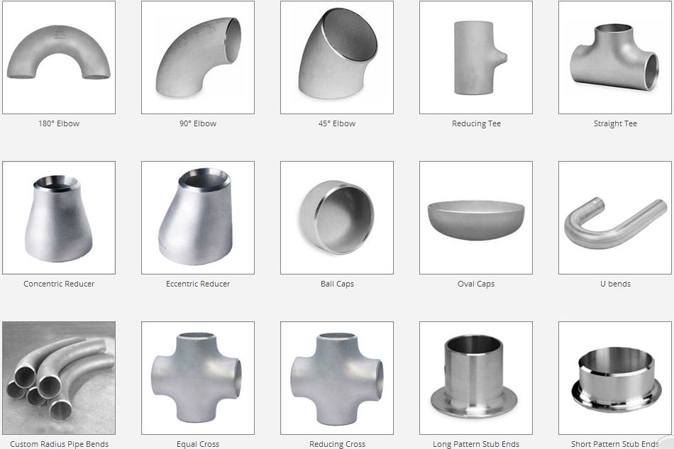 Types of Butt Weld Fittings 管道配件类型:肘部,发球台,减速器,帽,十字架